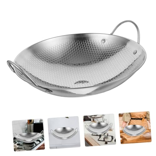 Wok de acero inoxidable para cocina liviano con asas dobles miniatura 7