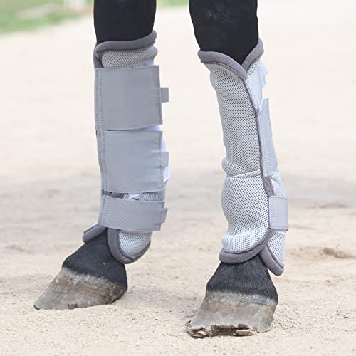 Fly Boots for Horses Set of 4, Breathable Comfy Mesh Horse Leggings Reduce Stomping, Hoof Stress, and Leg Fatigue Grey Full - Image 7