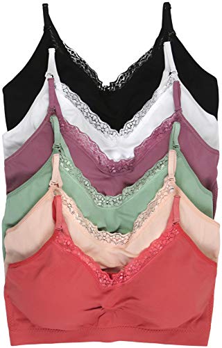 ToBeInStyle Women's Pack of 6 Nylon Wire-Free Convertible Padded Sport Bralettes