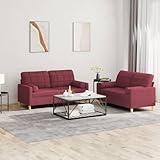Iiaky Sofa Set 2 2 Wohnzimmer Sofagarnitur Couchgarnitur mit Sofa 2 Sitzer Sitzgarnitur aus Stoff–...