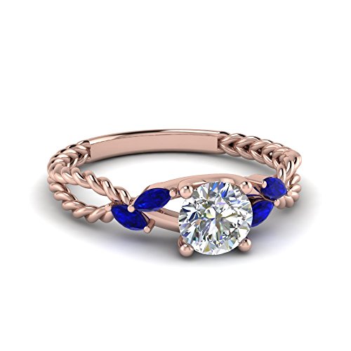 Image of Choose Your Gemstone Braided Diamond CZ Engagement Ring Rose Gold Plated Round Shape Split Shank Engagement Ring Matching Jewelry Wedding Jewelry Easy to Wear Gifts US Size 4 to 12