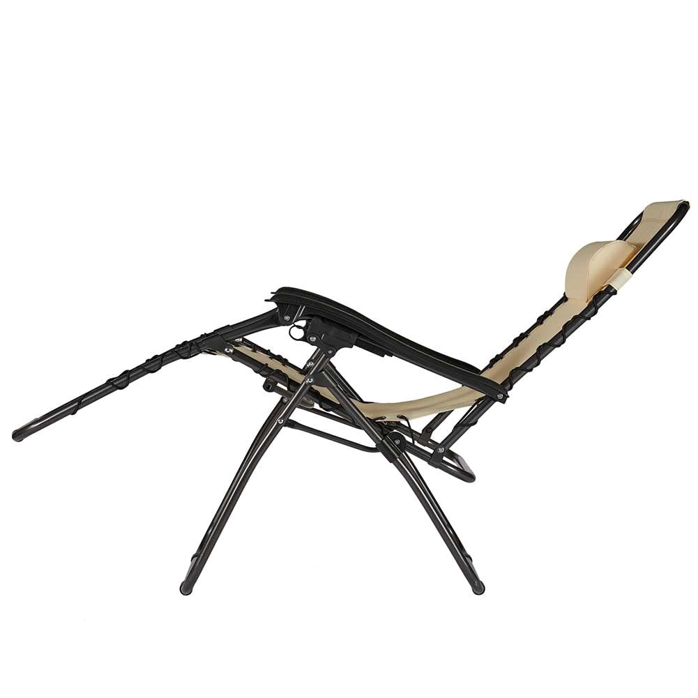BAKAJI Sedia gravità Zero Sdraio da Giardino Poltrona Relax Pieghevole Salvaspazio Tubolari Acciaio 22mm Reclinabile Tessuto in Texilene Traspirante, Mare Spiaggia Piscina Arredo Esterno (Beige)