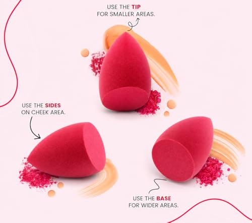 Image of Makeup Blender Sponge | Soft Latex Free Beauty Sponge with 3 Way Design | For Liquid Cream and Powder Application | Reusable and Easy to Clean | Multicolor Pack of 1