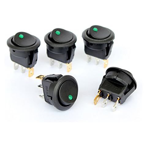 5 Pcs Green LED Toggle Switches 12V Cover