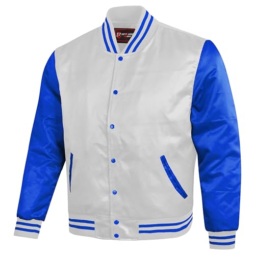 Unisex Satin Varsity Jacket White Body & Multicolor Sleeves, Lightweight Bomber, Streetwear Style2