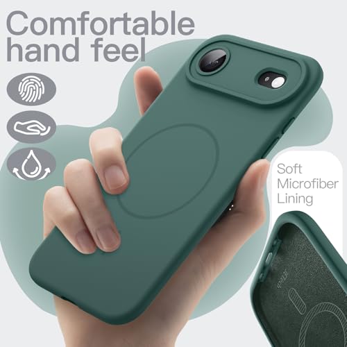Image of JETech Magnetic Silicone Case for iPhone Air, Midnight Green | Compatible with MagSafe, Silky Soft Touch, Full Camera Lens Protection, Shock Absorbing Phone Cover