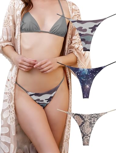 KUKU PANDA Cotton Thongs for Women Sexy Seamless Woman G String Panties 3 Pack Set