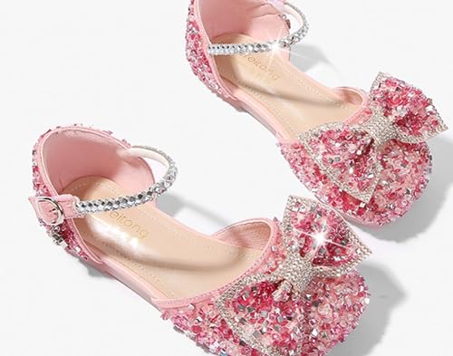 Girls Glittler Bow Dress Shoes Princess Crystal Ballet Flats Party Wedding Flower Shoes3