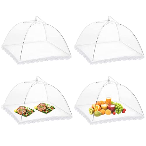 Image of HASTHIP Food Cover Net, 4 Pack 17 Inch Pop-Up Mesh Umbrella Reusable | Protects Meals from Flies and Bugs, Reusable Mesh, Collapsible Design, for Picnics, Parties and Barbecues
