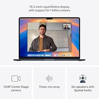 Apple 2025 MacBook Air 15-inch Laptop with M4 chip: Built for Apple Intelligence, 15.3-inch Liquid Retina Display, 16GB Unified Memory, 256GB SSD Storage, 12MP Center Stage Camera, Touch ID; Midnight