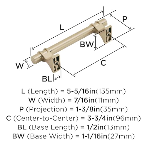 Image of Amerock | Cabinet Pull | Champagne Bronze | 3-3 /4 inch (96 mm) Center to Center | Davenport | 1 Pack | Drawer Pull | Drawer Handle | Cabinet Hardware