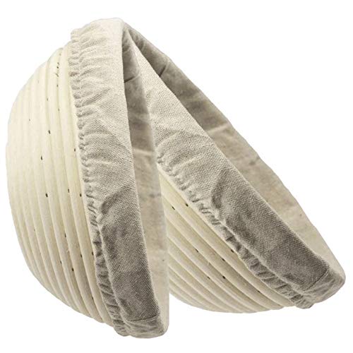 FIRIK Cesta de fermentación con tela de lino, 22 cm / Redondo , Cesta de rota natural