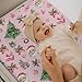 Pink Santa Christmas Trees Baby Changing Pad Covers for Boy Girl Santa Gifts Pine Fir Leaves Candy Love Fitted Changing Table Mats Winter Holiday Festive Soft Diaper Change Table Sheets 32''×16''