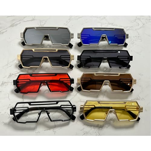 Men One-Piece Punk Sunglasses Women Vintage Oversized Square Sunglasses Metal Big Frame Shades Eyewear N454