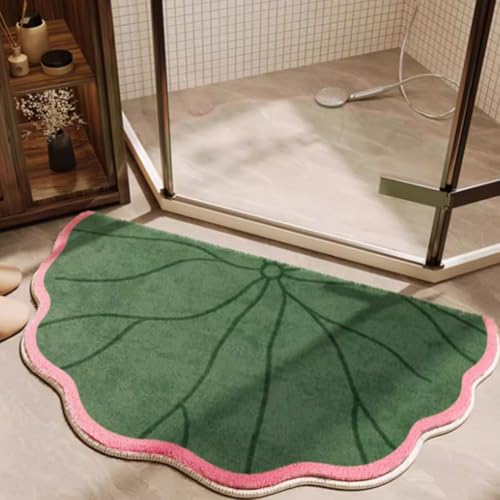 Alfombra De Baño, Alfombra De Baño con Hojas De Loto Irregulares, Felpudo, Alfombra para Mascotas, Verde(Pattern B,40X70cm)