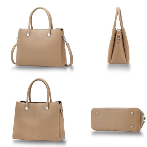 Image of Women's Top-Handle Handbags PU Leather Satchel Handbag with Detachable Shoulder Strap for Casual, Work, Traveling