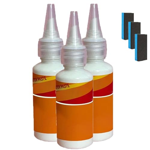 Crema cromada y de Metal con Esponja,Toda la Crema de Polaco de Metal,Restaurador de Esmalte Pesado y protección para Pasta de Limpieza de Acero Inoxidable,Limpiador no abrasivo (3)