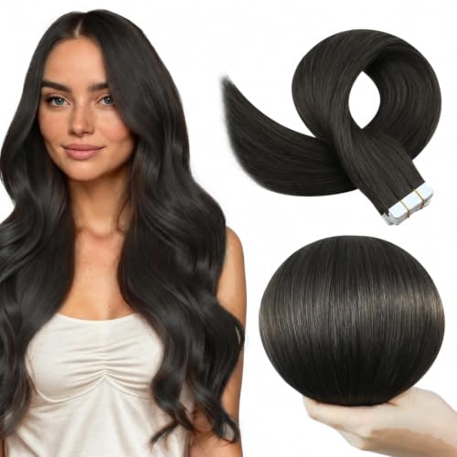 Full Shine Tape In Extensions Human Hair, Mocha Brown 20 Inch