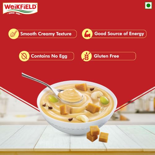 Weikfield Custard Powder | Butterscotch Flavour | Makes Smooth & Creamy Custard | Contains Quality Ingredients | Best For Fruit Salads & Puddings | 100% Vegetarian | 75g Carton