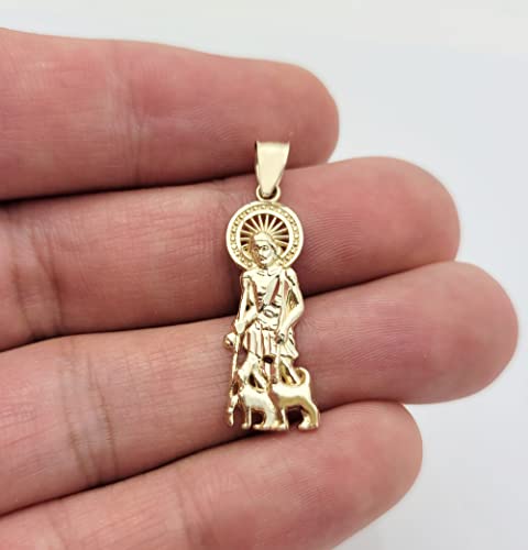 10K Yellow Gold Saint Lazarus Pendant Charm Patron Pendant St. Lazarus 1.25 in4