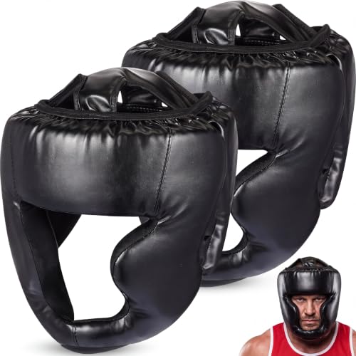 Copkim 2 Pcs Boxing Headgear MMA Training Sparring Gear, Black