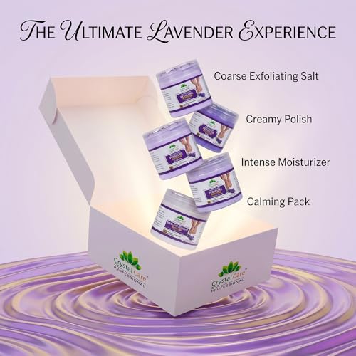 Image of Professional Manicure Pedicure Kit - Lavender Spa Combo | Salt, Scrub Gel, Cream & Pack | Paraben Free | Salon Professional Foot & Hand Care | Soft & Smooth Skin (Lavender)