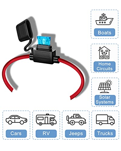 5 Pack 12 Awg Inline Fuse Holder - Automotive Replacement Fuse Holder With 60 Pcs (2A, 3A, 5A, 7.5A, 10A, 15A, 20A, 25A, 30A, 35A, 40A, 50A) Atc/Ato Standard Blade Fuses #TOP6