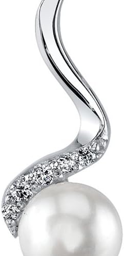 Miniatura 5 de Peora Sterling Silver Freshwater Cultured White Pearl Pendant Necklace and Earrings, Spiral Drop Design