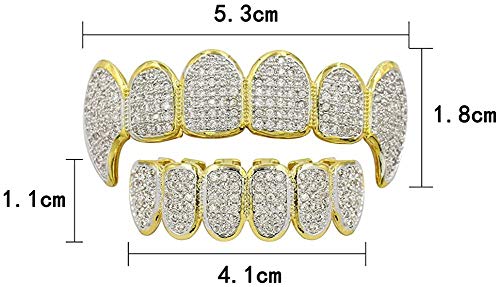 Set de grillz de dientes con diamantes y baño de oro 18K miniatura 2