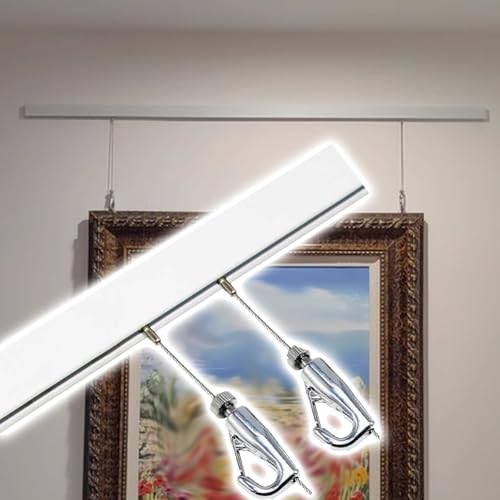 Image of Heavy-Duty Wall Tracks & Art Hanging Kit, Picture Display Track for Gallery /Schools /Museums /Office /Photo Studio, Frame Hanging with Installation Hardware(2m /6.6ft Track,2.5m /8.2ft Cable)