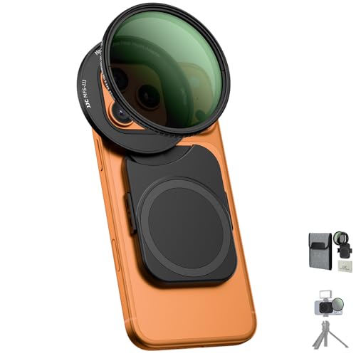 JJC Adaptateur de montage de filtre de téléphone de 67 mm avec filtre ND à densité neutre variable ND2-128 (7 arrêts) pour iPhone 17 16 15 14, 17 16 15 14 Pro Max, 17 16 15 14 Pro, 17 16 15 14 Plus