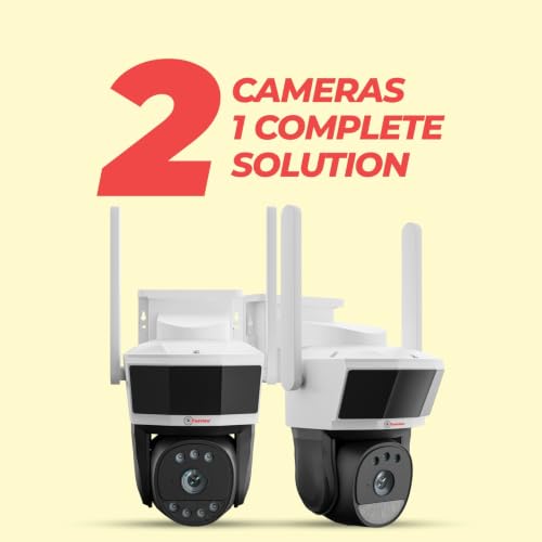 Image of Trueview 3MP WiFi Mini PT CCTV Camera (Pack of 2) | Outdoor Security Camera | 360 Pan Tilt | IP66 Weatherproof | All Time Color Night Vision | Human Detection | Two-Way Audio | Alexa