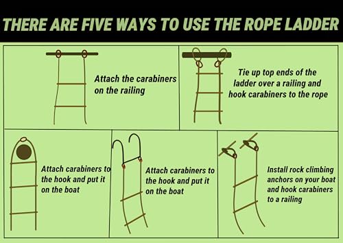 image for MVBouresu Boat Rope Ladder, Heavy Duty Climbing Rope 450Lbs Strength, 