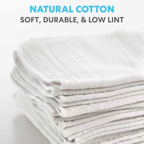 Simpli-Magic Cotton Shop Towels 14"x12" (145 Pack) – Reusable Cleaning Shop Rags for Automobiles, Industries, Garage and Homes (White)