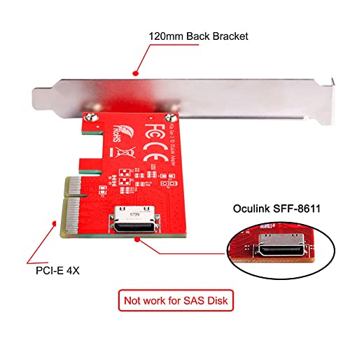Adaptador Oculink SFF-8612 Express 4.0 x4 puente de host para tarjetas PCIe SSD interno 4