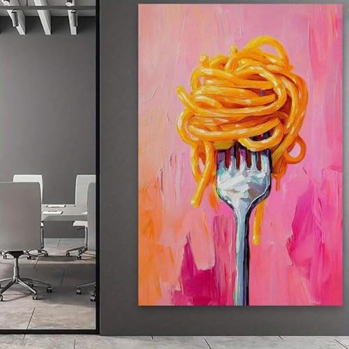 Impression de pâtes colorée affiche déco moderne pour mur de cuisine lumineuse