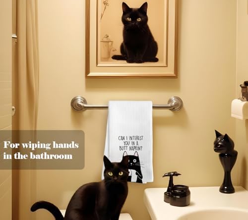 Funny Cat Bathroom Kitchen Towels,Decorative Towels for Kitchen Bathroom, Cat Decor for Lovers 16 x 24 inch