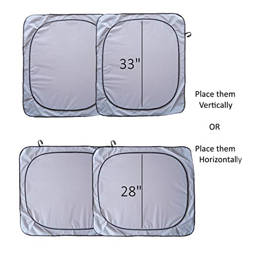 240T Fabric 2 Pc Auto Sunshade For Car Windshield Sun Shade Suv Front Window 2Pc - Large #TOP4