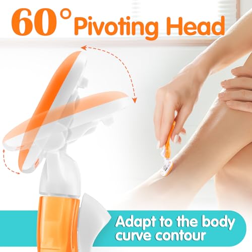 Image of DreamGenius Travel Razors for Women Include 1 Handle 2 Cartridges, Orange