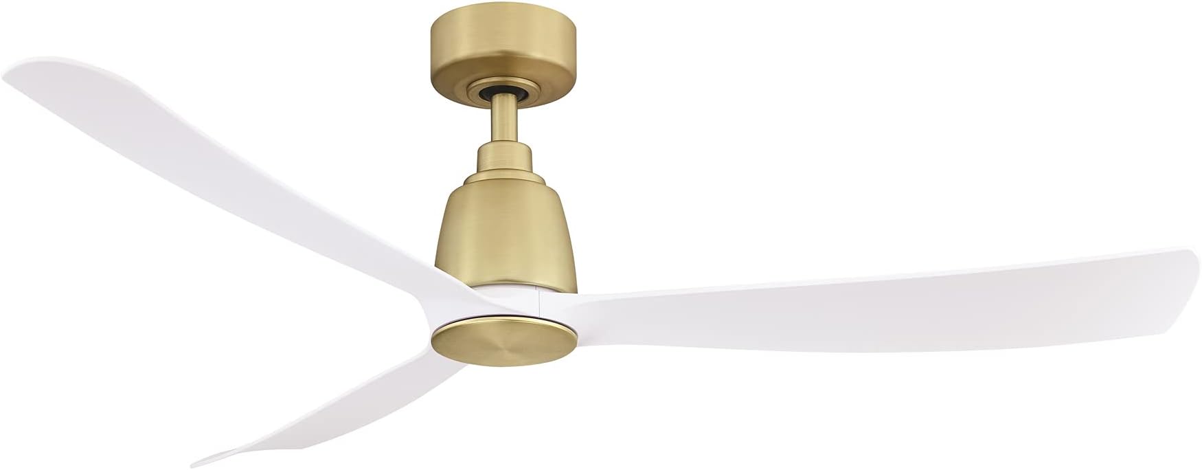 FanimationKute 52 inch Indoor/Outdoor Ceiling Fan with Matte White Blades, Brushed Satin Brass