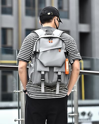 Preptep Casual Aesthetic Backpack for Teens, Grey - Image 7