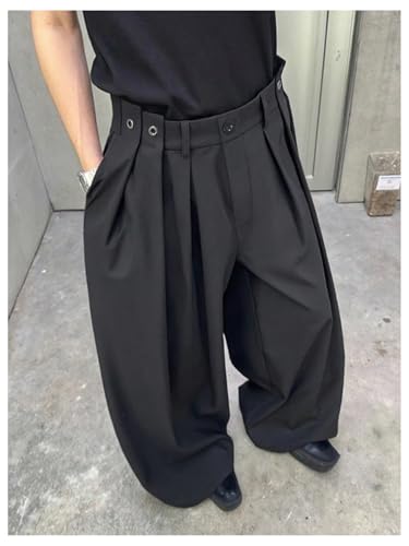 Verdusa Men's Dress Pants Wide Leg Baggy Pleated Loose Work Trousers with Pocket3