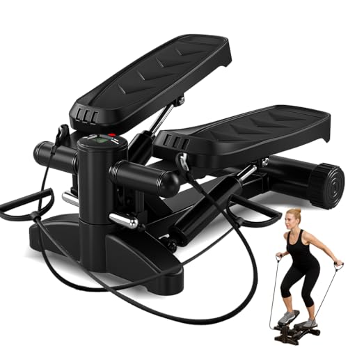 FK Sports Mini Stepper for Exercise – Cardio Step Machine with Resistance Bands, LCD Display, Anti-Slip Pedals & Anti-Slip Mat, 150KG Weight Capacity – Home Workout Equipment