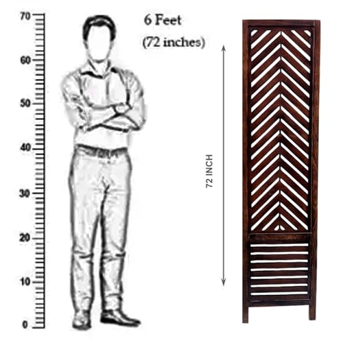 Image of Rose Wood Wooden Partition for Living Room | Wood Screen Separators | Partition Wall Divider for Living Room | Room Partitions and Dividers | Wooden Partition for Pooja Room (Brown) (2)