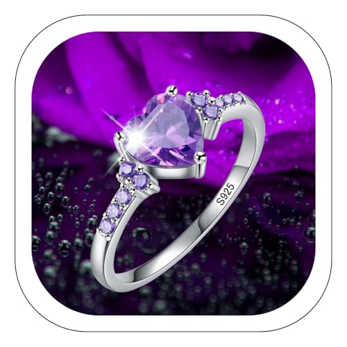 Bague en argent avec zircone d'améthyste naturelle, bague de mari...