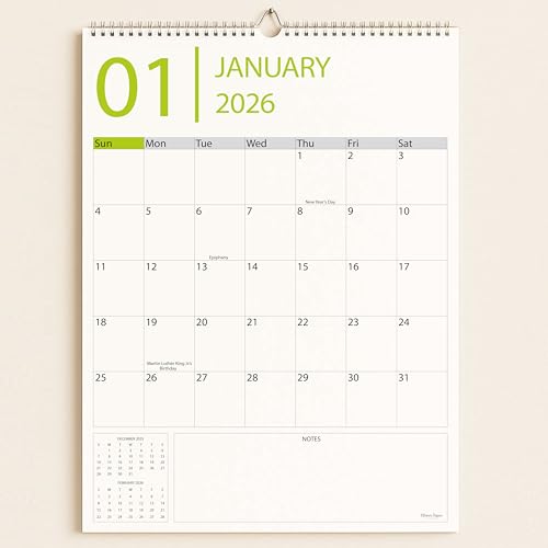 Wall Calendar 2026-2027, 18 Months, Runs From January 2026 to June 2027, 17" x 12" Large Wall Calendar with Hanger, Thick Paper, Spiral Binding, Easy to Write Down Your Plans and Daily/Elegance (Colourful)