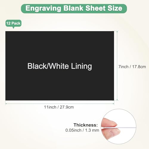 Image of M METERXITY 12-Pack Double Color Laser Engraving Blanks 7x11 Inch,1.3mm Thick ABS Plastic Sheet Engraved Material for Name Plate /Yard Signs /Laser Cutting /DIY Carving /Craft[Black /White]