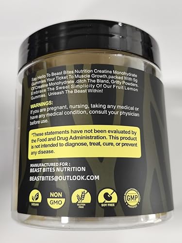 BEAST BITES Nutrition Creatine Monohydrate Gummies 5000mg (135 Count)-Lemon Flavor. — view 3