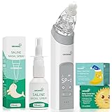GROWNSY Breathe Easy Kit with Nasal Aspirator for Baby, Saline Nasal Spray, and 2Pcs Natural Day & Night Chest Rubs, Instantly Relieve Nasal Congestion and Help Baby Sleep Better