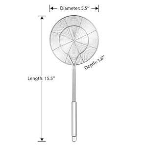 Hiware Solid Stainless Steel Spider Strainer Skimmer Ladle for Cooking and Frying, Kitchen Utensils Wire Strainer Pasta Strainer Spoon, 5.4 Inch Hiware Solid Stainless Steel Spider Strainer Skimmer Ladle for Cooking and Frying Kitchen Utensils Wire Strainer Pasta Strainer Spoon 54 Inch